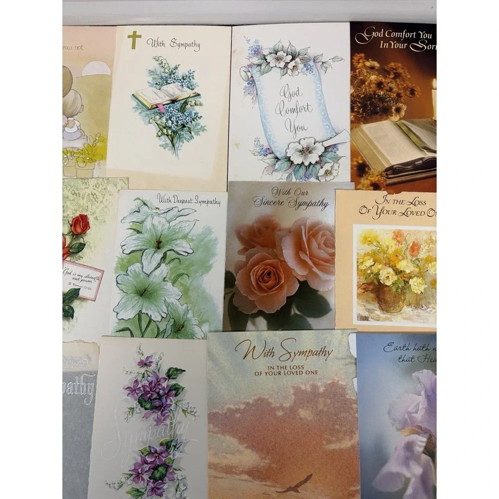 Vintage Sympathy Cards Fronts ONLY Scrapbooking Crafts Decoupage Lot of 50+
